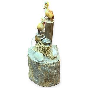 Vintage Seagulls Seashells Wood Pier Nautical Sea Ocean Beach Themed Decor